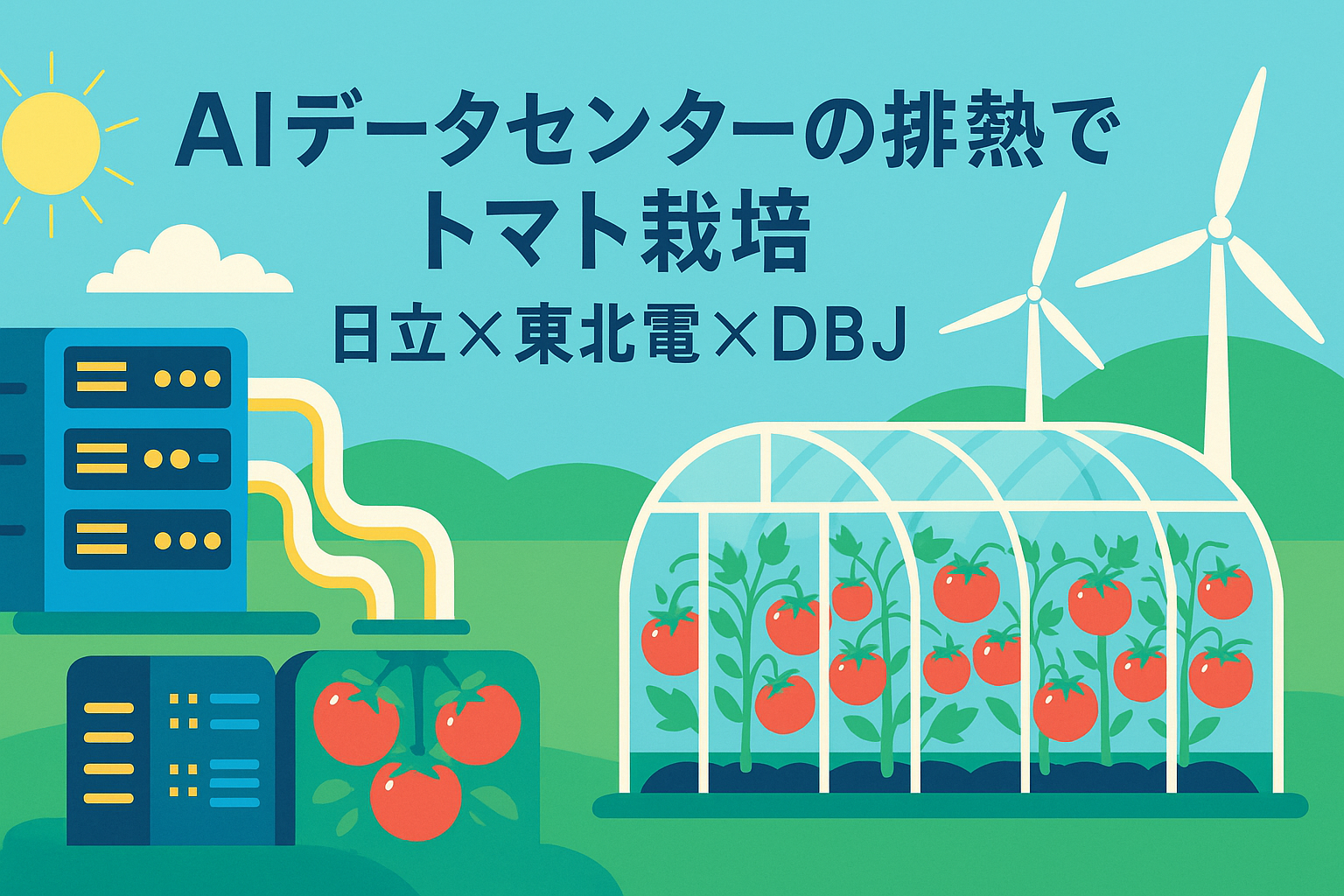 AIデータセンターの排熱でトマト栽培、日立×東北電×DBJの「Green Premium Partners」