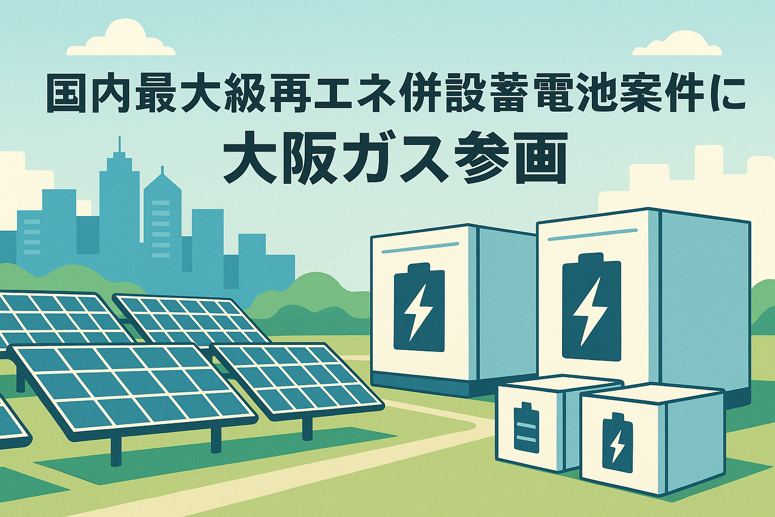 国内最大級案件に大阪ガス参画|大分で39MW太陽光+30MW/125MWh蓄電池