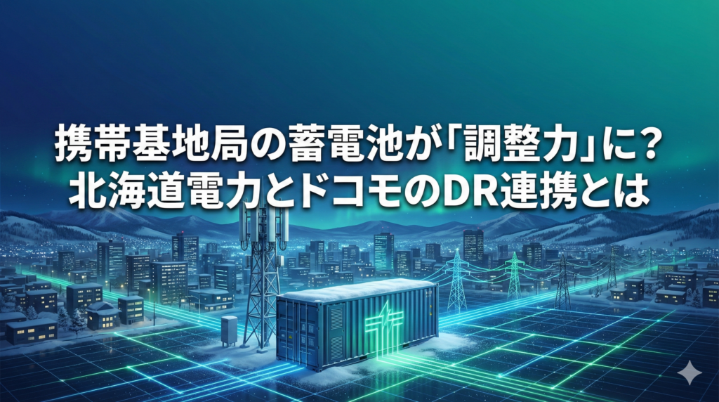 携帯基地局と蓄電池コンテナが電力グリッドとつながるDRイメージ図