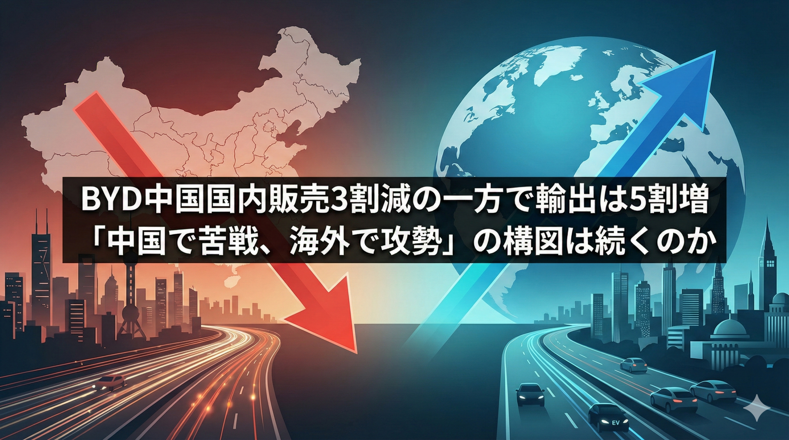 BYD中国国内販売3割減の一方で輸出は5割増　「中国で苦戦、海外で攻勢」の構図は続くのか
