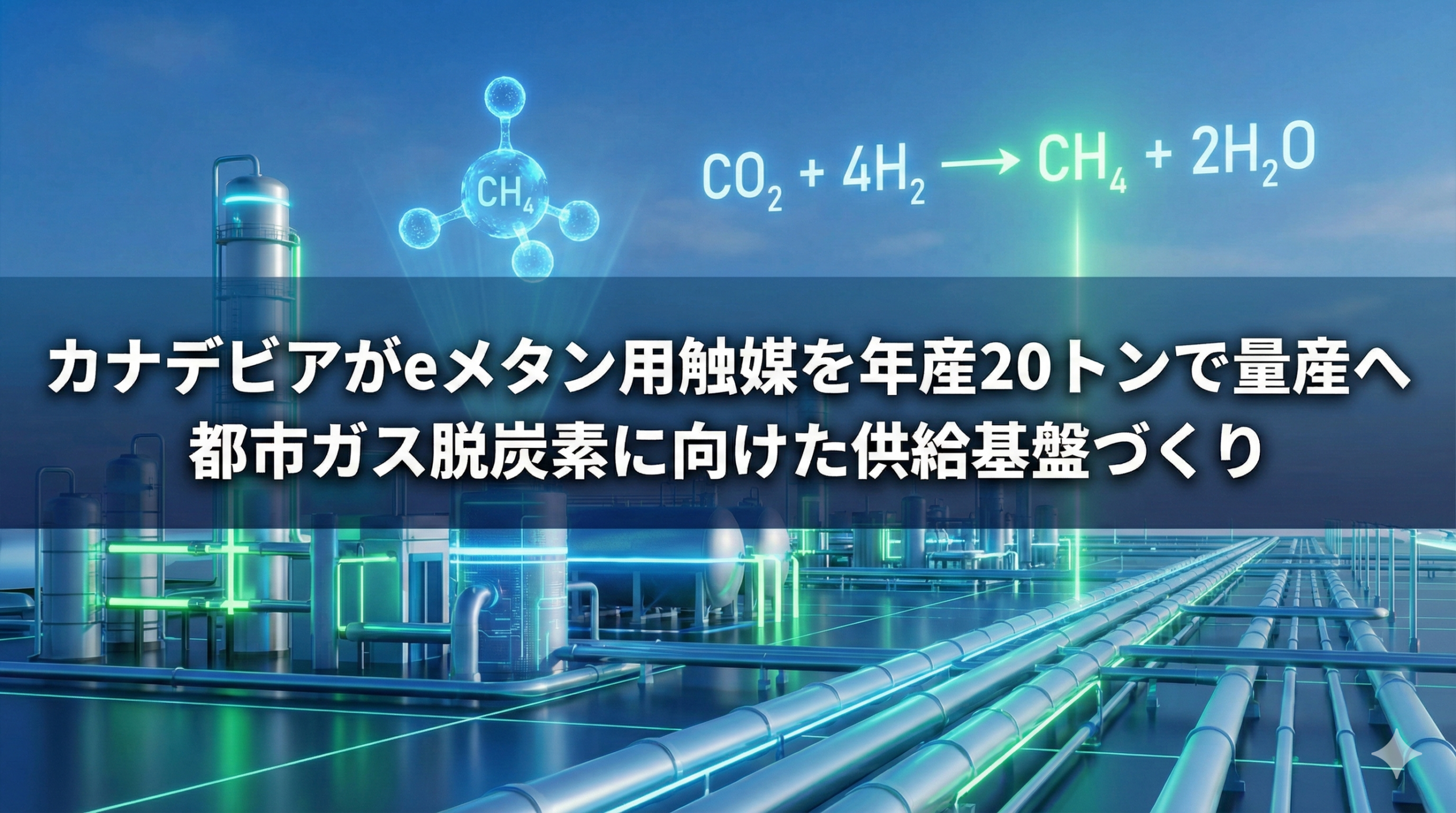 カナデビアがeメタン用触媒を年産20トンで量産へ　都市ガス脱炭素に向けた供給基盤づくり