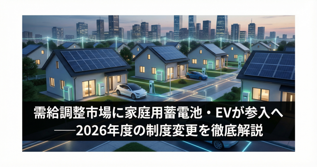 需給調整市場に家庭用蓄電池・EVが参入へ──2026年度の制度変更を徹底解説