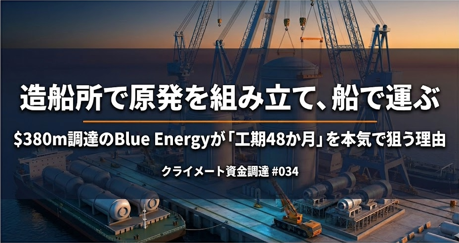 造船所で原発を組み立て、船で運ぶ——$380m調達のBlue Energyが「工期48か月」を本気で狙う理由｜クライメート資金調達 #034