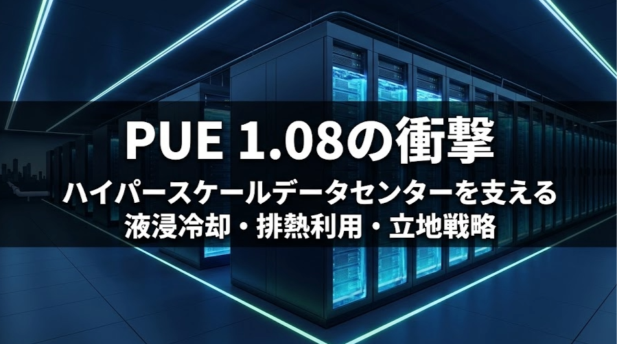PUE 1.08の衝撃 ― ハイパースケールデータセンターを支える液浸冷却・排熱利用・立地戦略