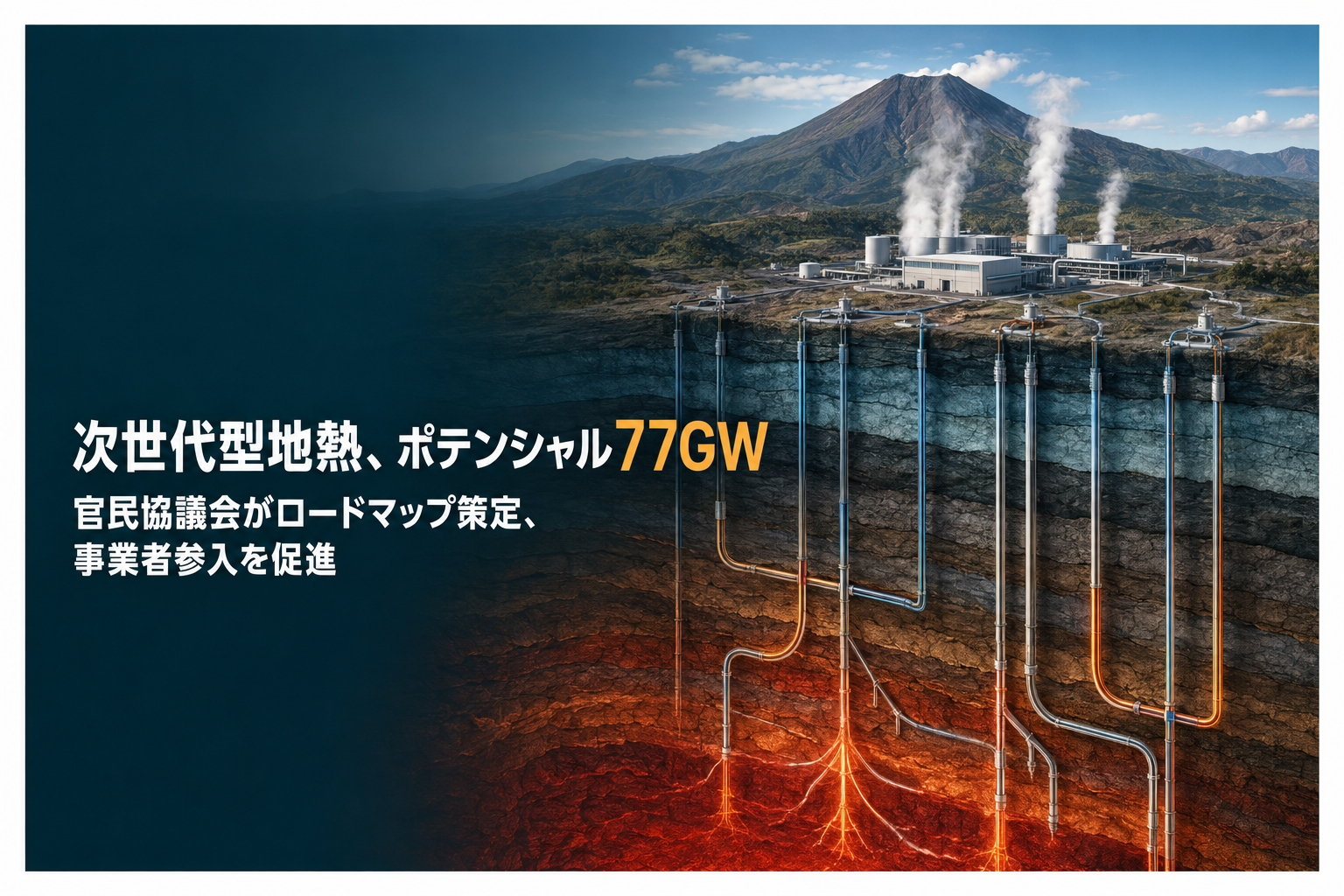 次世代型地熱、ポテンシャル77GW──官民協議会がロードマップ策定、事業者参入を促進